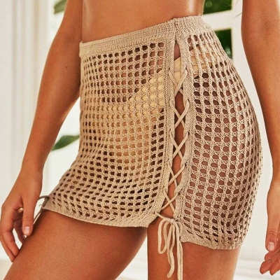 Knitted sexy hollow drawstring beach bikini MJ81054