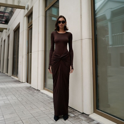 Fashionable and Sexy Slim Fit Split Long Sleeve Dress Set S1992775