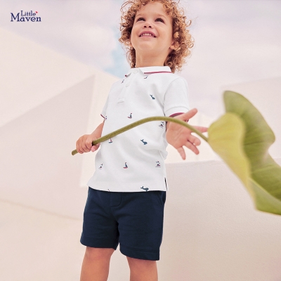 Small and medium-sized children's POLO shirt and shorts two-piece set with short sleeves BST22031