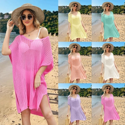 Loose Beach Dress Solid Color Hollow Large Cover Up SF1215